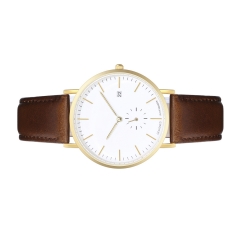 Montre bracelet pour hommes Montre décontractée classique en cuir véritable à quartz