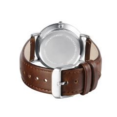 Métal Casual Montre à quartz à quartz avec bande de cuir marron