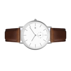 Métal Casual Montre à quartz à quartz avec bande de cuir marron