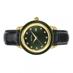 Montre en jade mécanique en cuir véritable personnalisé OEM