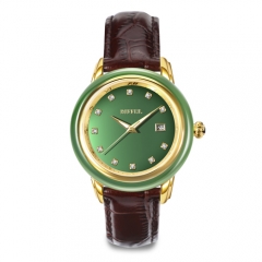 Montre en jade en cuir véritable originale OEM Original Swiss Mechanical Movement