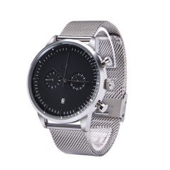 Montre bracelet en acier inoxydable en acier inoxydable de luxe en cuir OEM