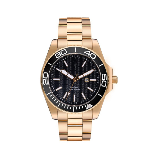 Montre à quartz en acier inoxydable OEM Gold Man Vogue