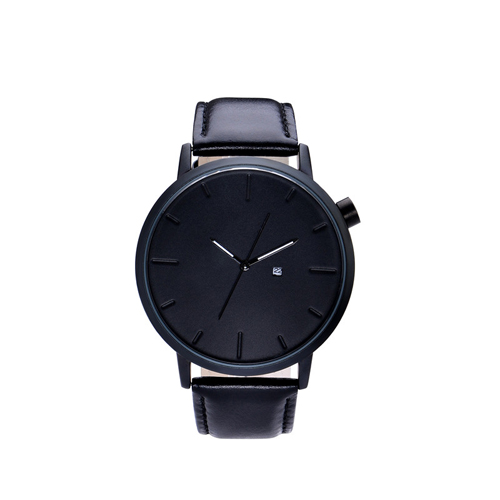 montre noire en cuir véritable montre homme de luxe