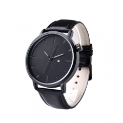 montre noire en cuir véritable montre homme de luxe